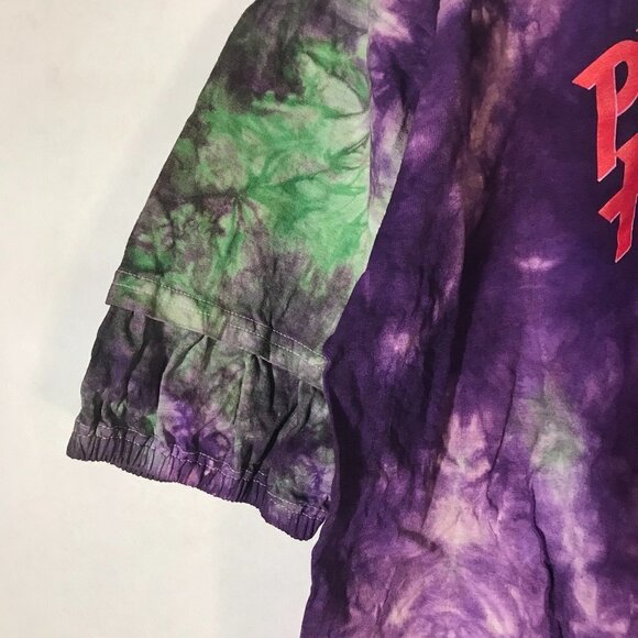 Planet Hollywood Paris Puffy Sleeves Vintage Reworked Tie Dye Shirt Purple Large - Picture 5 of 8